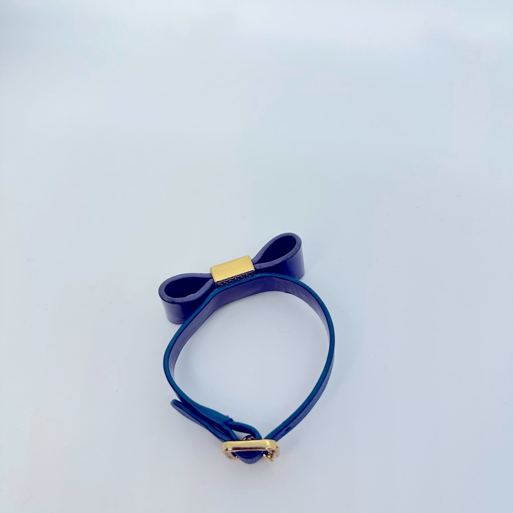 Tory Burch Purple Bow Bracelet with Gold Logo Accent - Picture 5 of 5
